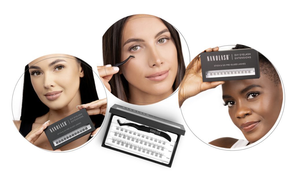 DIY Pre-Glued cluster lashes for at-home lash extensions nanolash
